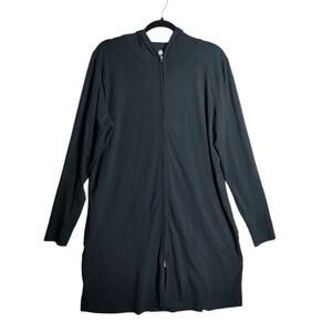 Solbari‎ Black UPF 50+ Bamboo Cotton Full Zip Sun Hoodie Jacket Women Large
